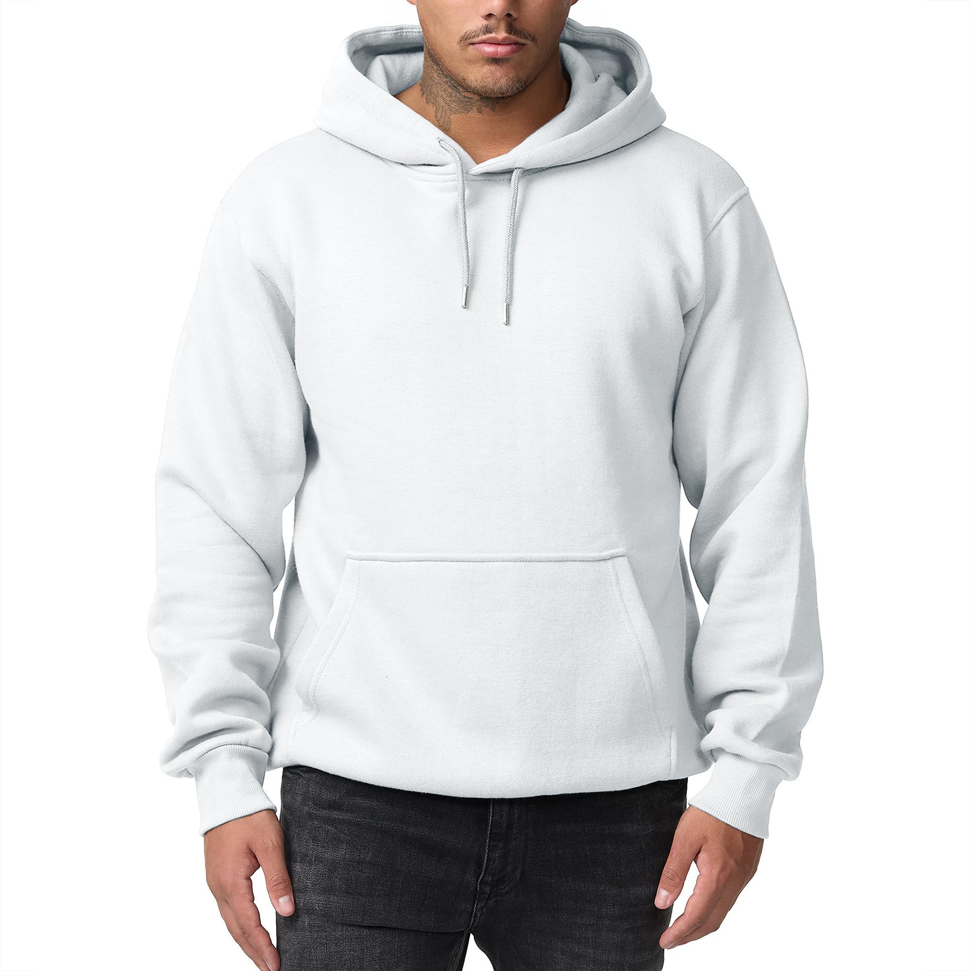 Smith & Solo Herren Kapuzenpullover – Sweatshirt Pullover Rundhals – Langarm – Slim – Fit – Training – Hoodie – Pulli – Hochwertige Baumwollmischung Männer (Weiss 2XL)
