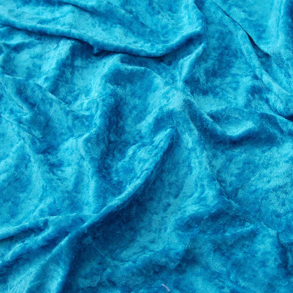 Discount Fabrics Ltd Turquoise Premium Crushed Velvet Stretch Velour Fabric 150Cm 59" Wide For Upholstery Dress Craft Drape Curtain Bed Headboard Material By The Meter By (Turquoise)