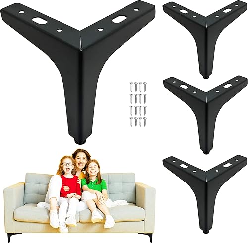 Patas de metal para muebles, patas de sofá para armario, cama, silla, mesita de noche, soporte de TV, juego de 4 patas de sofá de repuesto, color