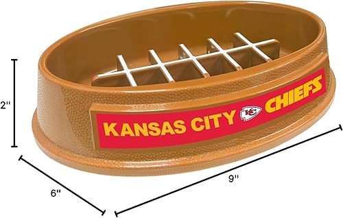 Miniatura 8 de NFL Super-Bowl Kansas City Chiefs - Cuenco de alimentación lenta para perros y gatos. Diseño de fútbol para una digestión saludable. Antideslizante