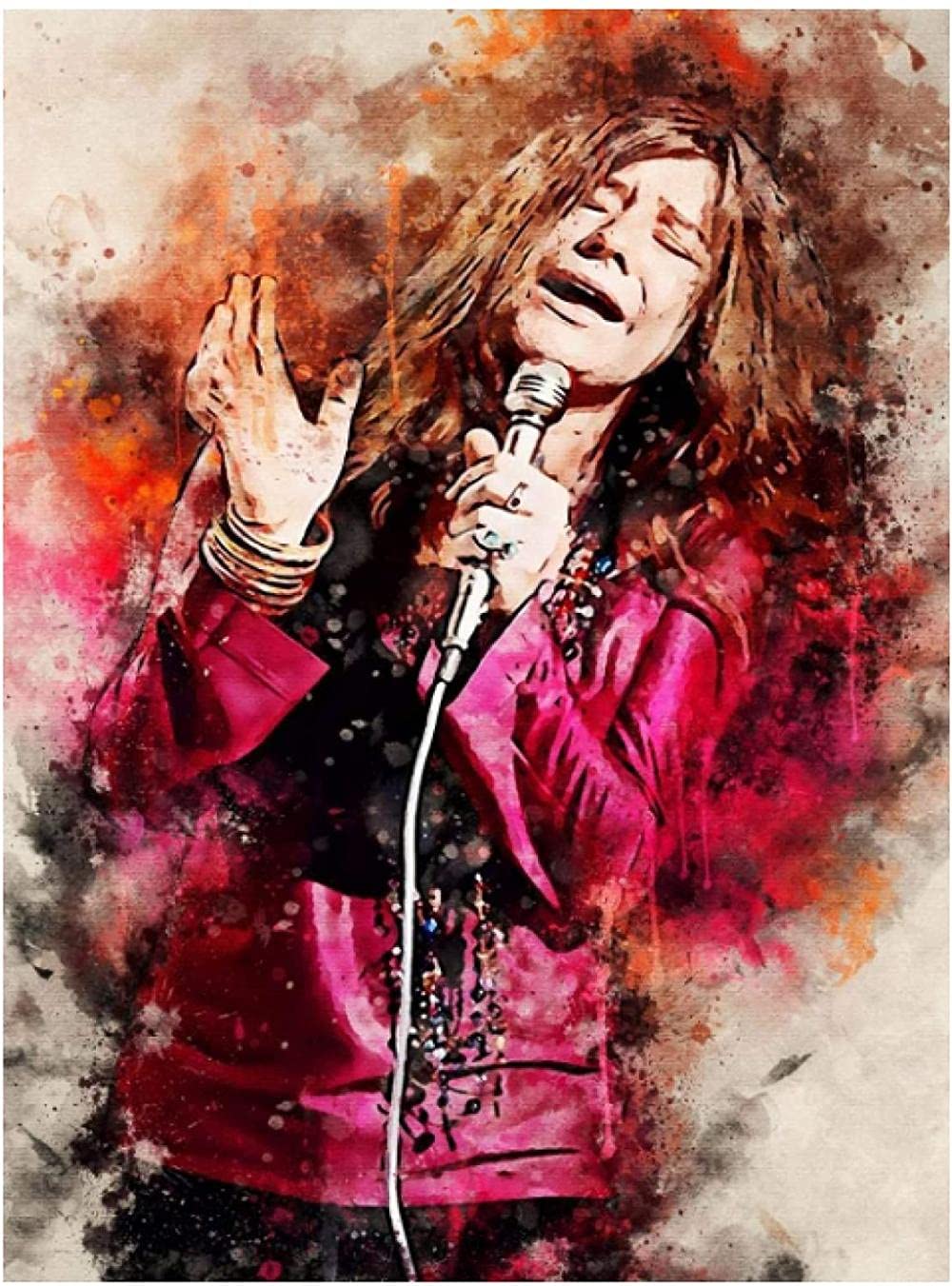 ERUZO Adult 5D Diamond Painting Set Janis Joplin Art Crafts for Home Wall Decoration 50x60cm