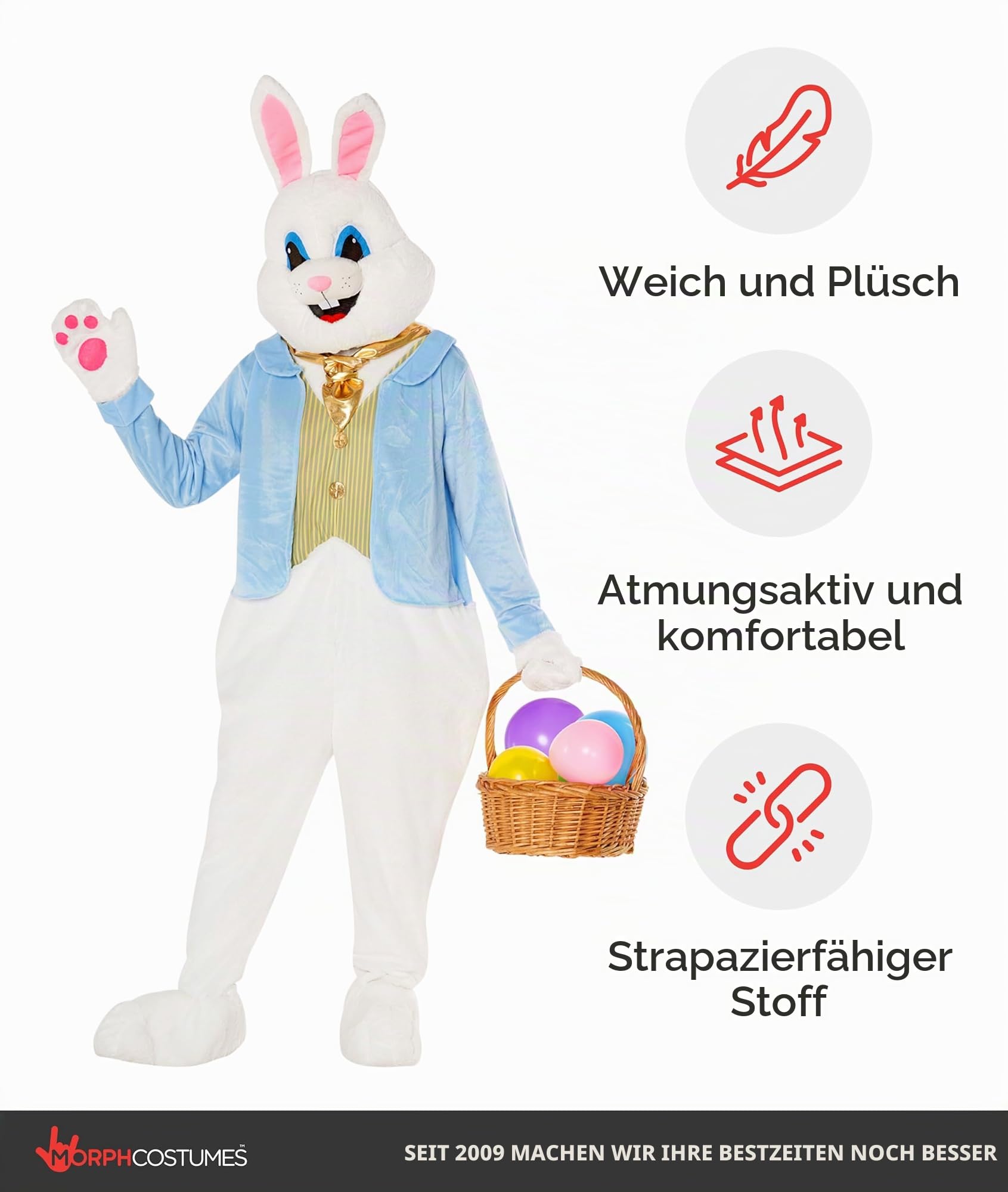 Morph Hasenkostüm Erwachsene, Hasenkostüm Männer, Hasenkostüm Herren, Kostüm Hase Herren, Kostüm Hase Erwachsene, Osterhasenkostüm Hasenkostüm, Maskottchen Kostüm Erwachsene, Onesie Damen