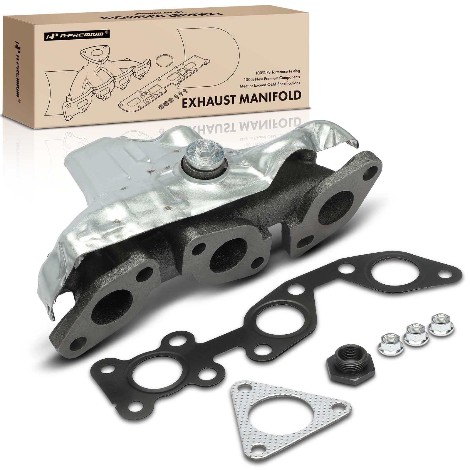 A-Premium Left Side Engine Exhaust Manifold Kit W/Gaskets & Nuts & Heat Shield [3.3L] Compatible with Nissan Frontier 1999-2004, Xterra 2000-2004