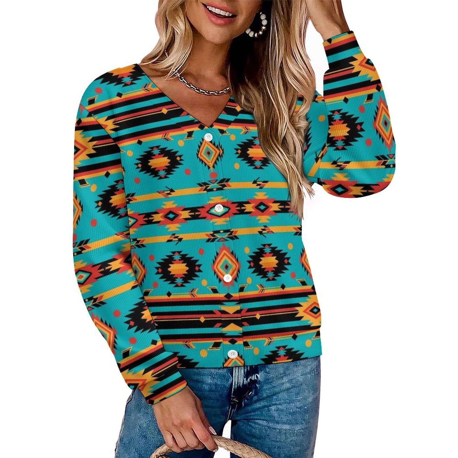 Womens V Neck Sweater Breathable Comfy Button Up Long Sleeve Cardigans for Mom Wife