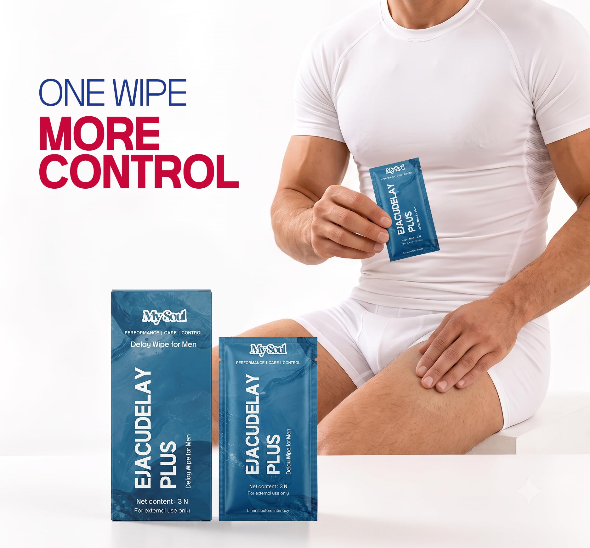 My Soul Ejacudelay Plus Topical Wipes for Men | 3 wipes | Alcohol-Free, Gentle & Quick-Drying | Easy to Use | Discreet & Travel-Friendly Packaging | Feel Clean And Confident — Amazon image 2