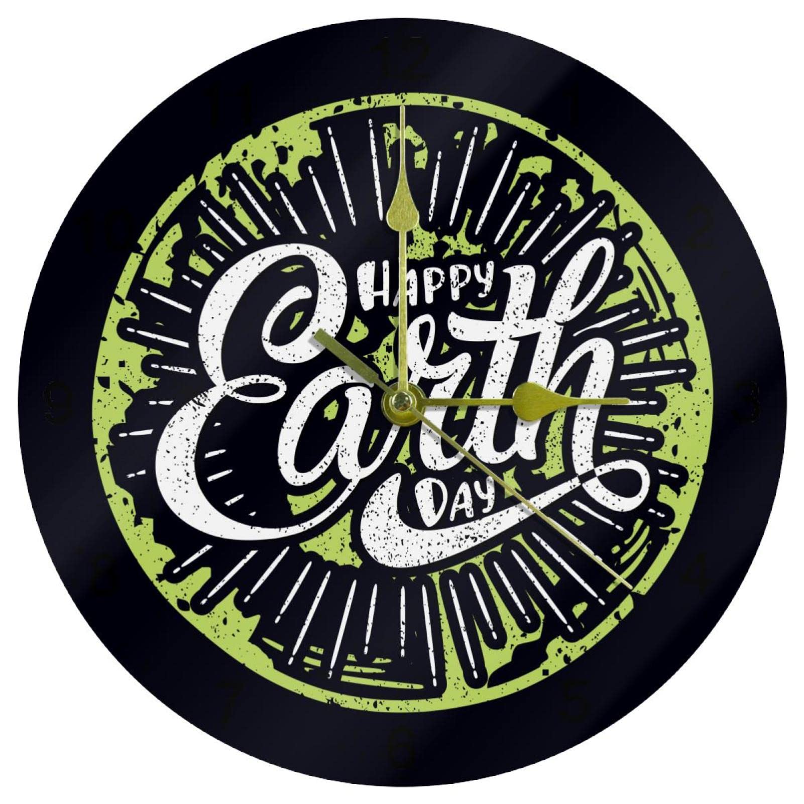 Horloge murale Happy Earth Day silencieuse à chiffres arabes pour bureau