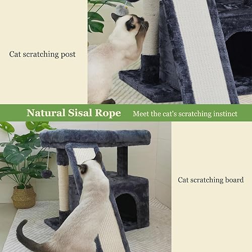 Miniatura 10 de Árbol pequeño para gatos de interior, torre para gatos con poste rascador y tabla para gatos, casa para gatos con perca para gatos, condominio para