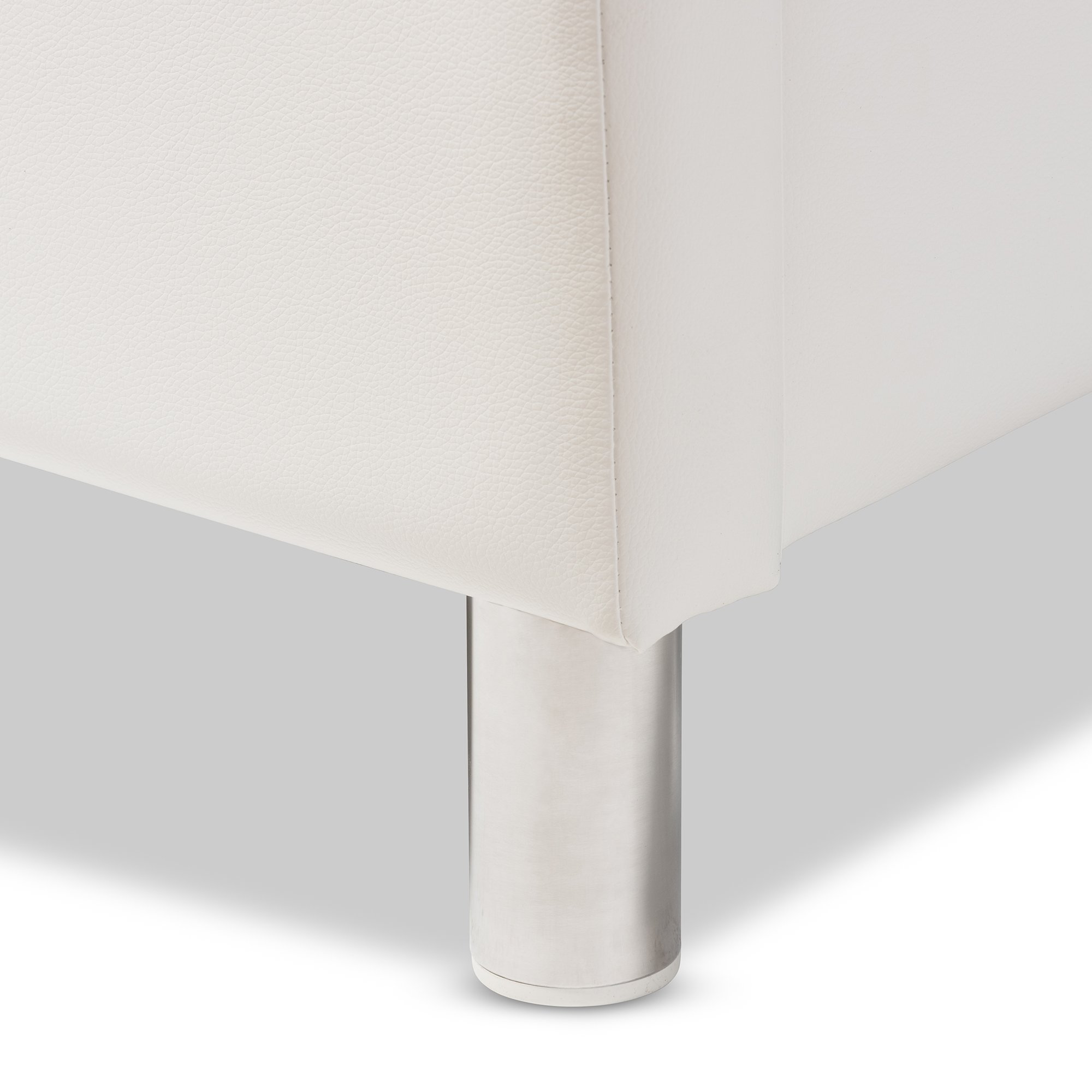 Carlotta cama moderna con cabecera tapizada, Madera, Blanco 5