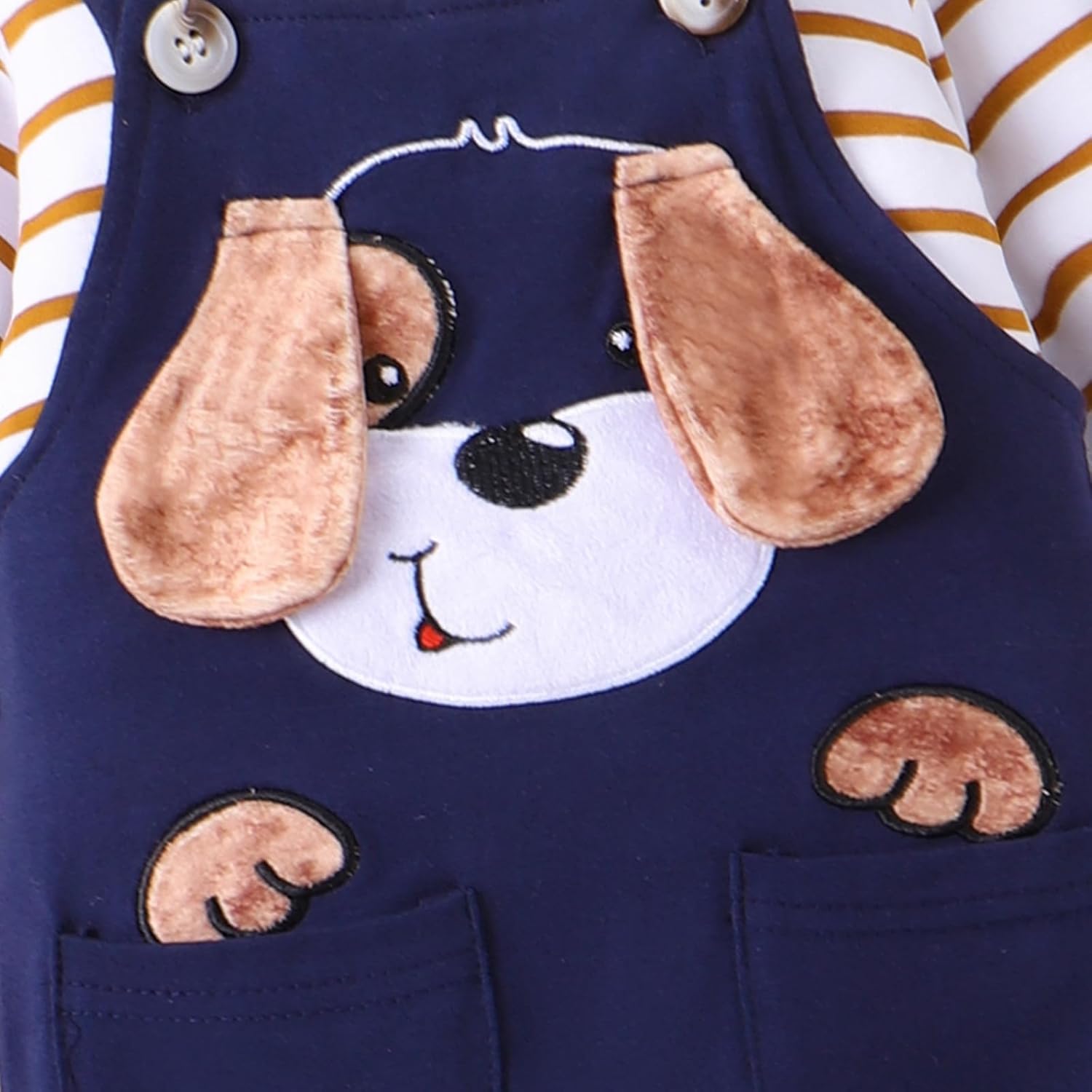 Baby Boy Clothes Newborn Outfits Fall Winter Striped Romper Infant Cartoon Overall Adjustable Suspender Pants Set - Image 5