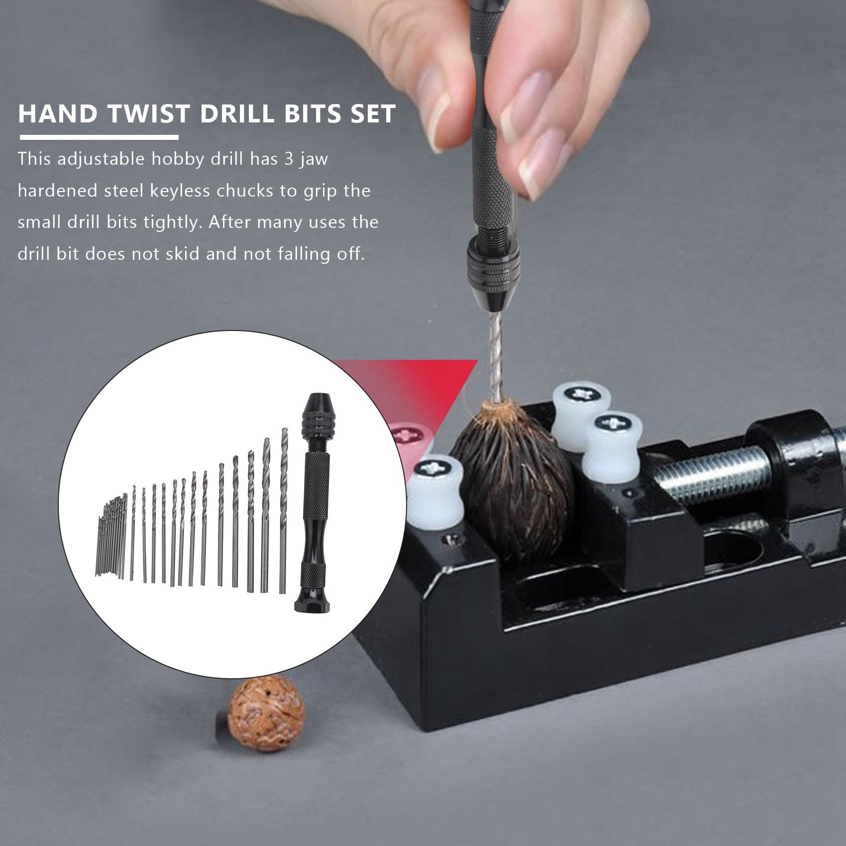 Juego de Brocas para Taladro Manual, 620 Piezas, Juego de Brocas de Precisión con Tornillo de Banco, Brocas Micro-Mini para Metal y Madera, Trabajos Manuales Delicados
