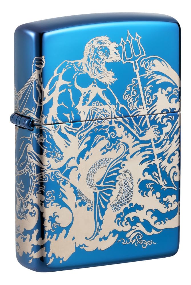 Zippo Atlantis Design High Polish Blue Pocket Lighter