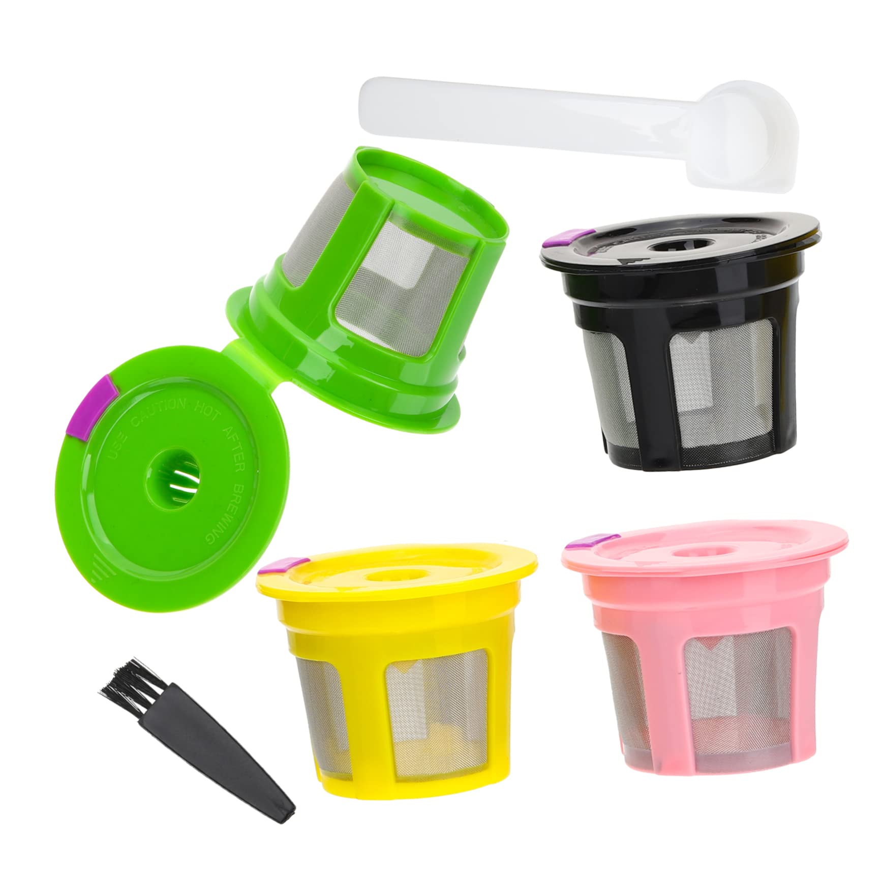 Uonlytech 20pcs Reusable Espresso Filter Baskets Permanent Coffee Filters Special Mesh Design Compatible Coffee Machines Easy to Clean Includes Spoon and Brush