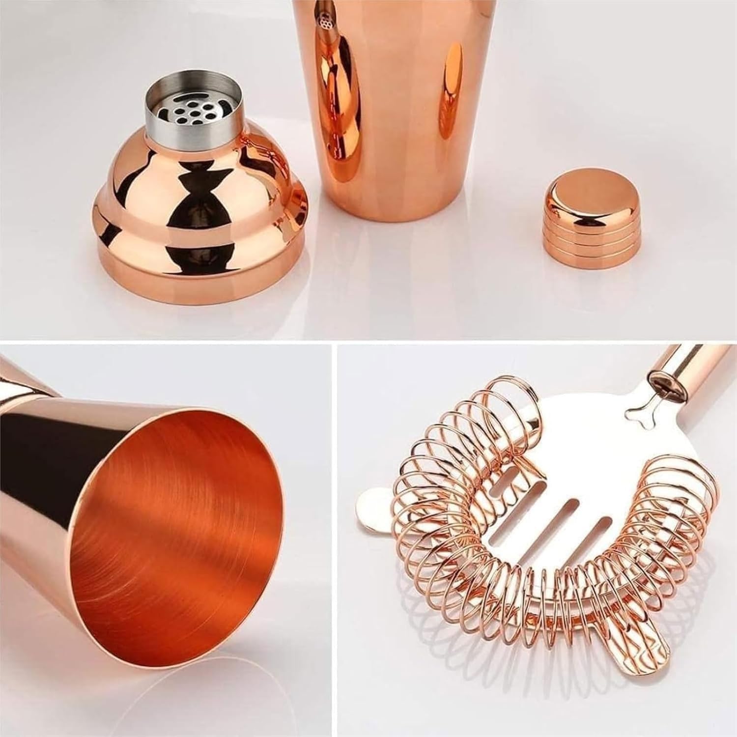 Juego De Copas De Cóctel De Acero Inoxidable, Juego De Coctelera De 16 Piezas, Juego De Coctelera Con Base De Almacenamiento De Bambú, Resistencia a Altas Temperaturas Para Los Amantes De Los Cócteles