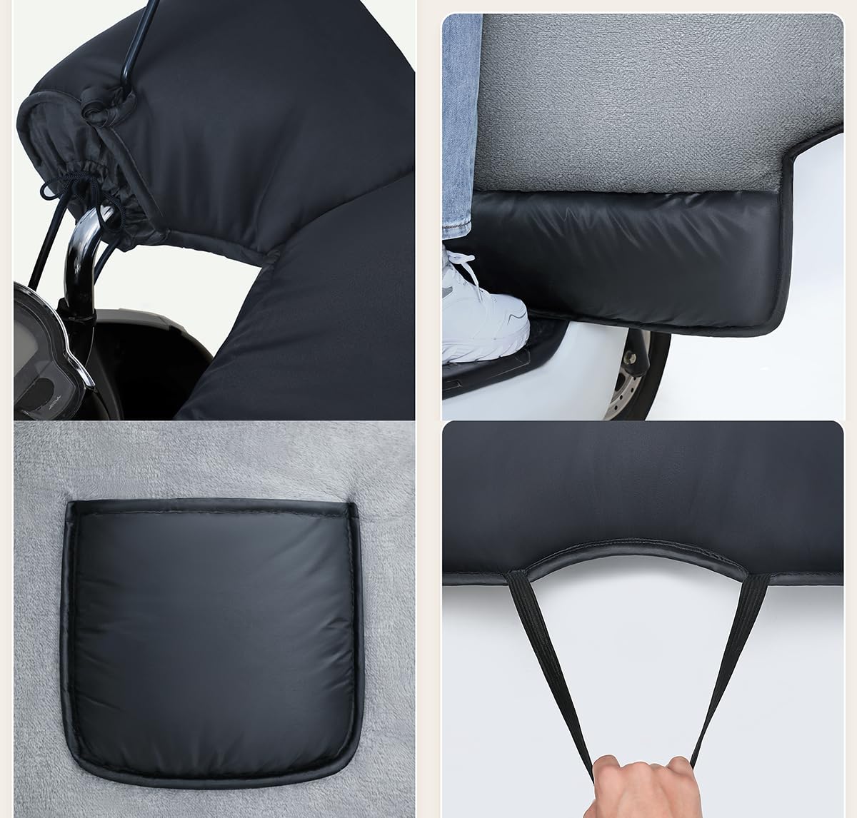 Housse de Jambe de Moto Chaude. Coupe-Vent et Pare-Brise de Moto, Housse de Protection Contre la Pluie d'hiver pour Moto épaisse et élargie (Gris)