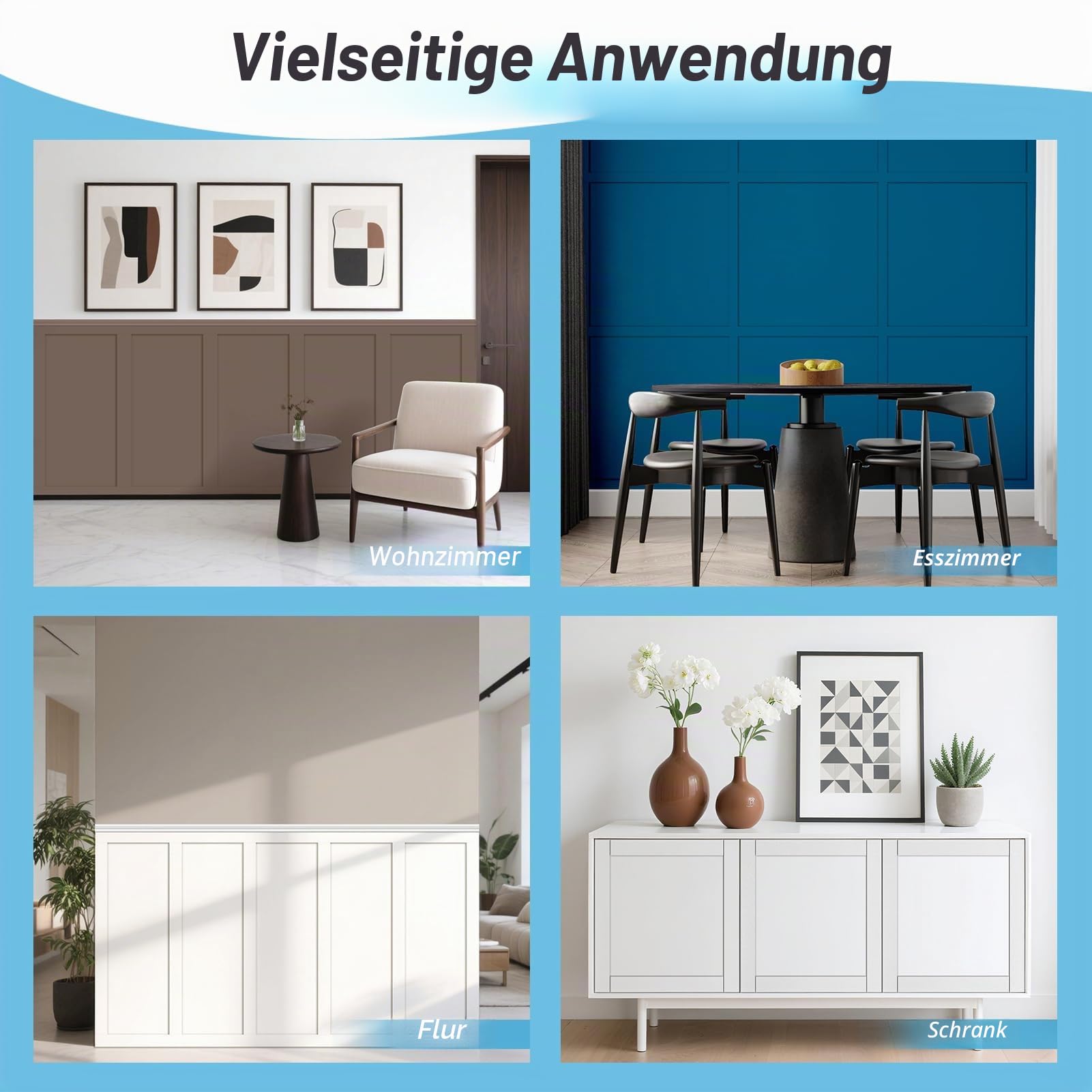 Art3d Board & Batten Fertig-Paneel, 480 x 137 cm MDF Akzentwand Verkleidung, lackierbares Wandpaneel für Wohnzimmer, Schlafzimmer und Küche, inkl. Zierleisten und Montageleisten