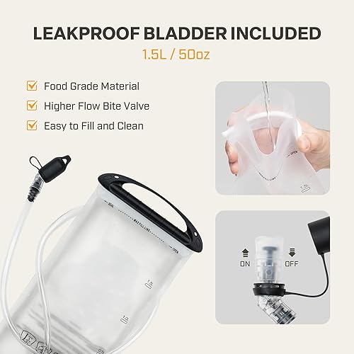 Miniatura 4 de EVERFUN Chaleco de hidratación para correr para mujeres y hombres, pequeña mochila de agua de senderismo con bolsa de agua de 1.5 L, mochila ligera