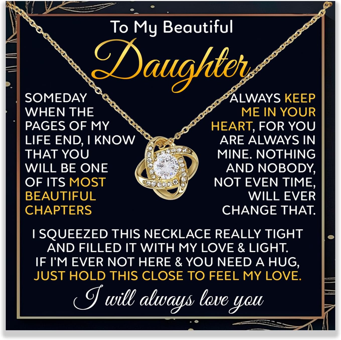 To My Daughter Necklace From Dad, Daughter Gift From Dad, Daughters Necklace With Message Card And Elegant Box, Christmas Graduation Birthday Gifts For Daughters - Image 2