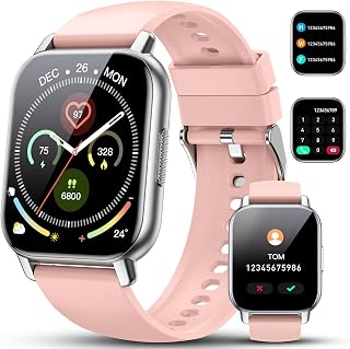 Smart Watch with Alexa Built-in, 1.83" HD Touchscreen Fitness Tracker with Bluetooth Calling, Fitness Watch with Heart Rate/Sleep Monitor/120+ Sports, IP68 Waterproof Smartwatch for Android iOS, Pink