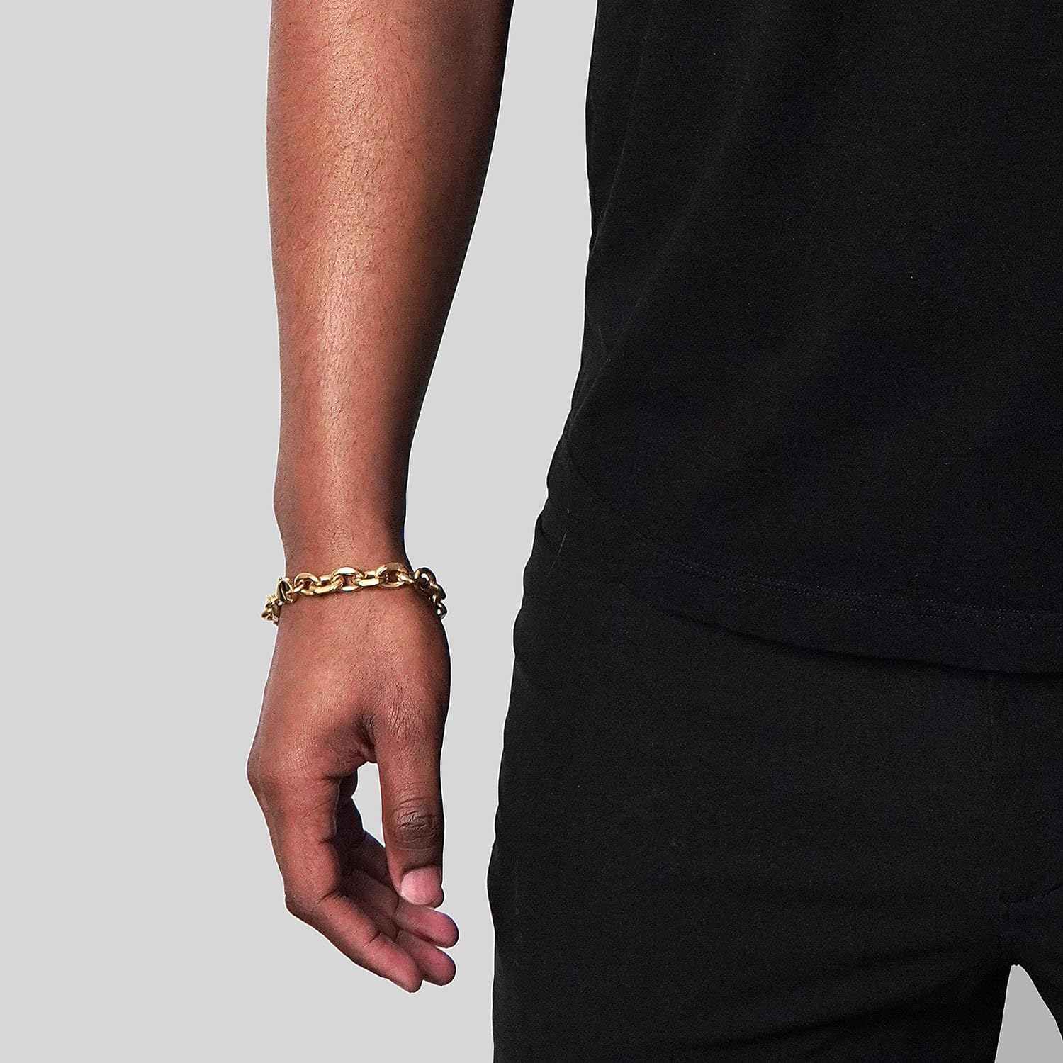 Invicta Bracelet for Men, Stainless Steel Chain Jewelry, Knife Edge Oval Link, 10.6mm, 8.75" - Image 4