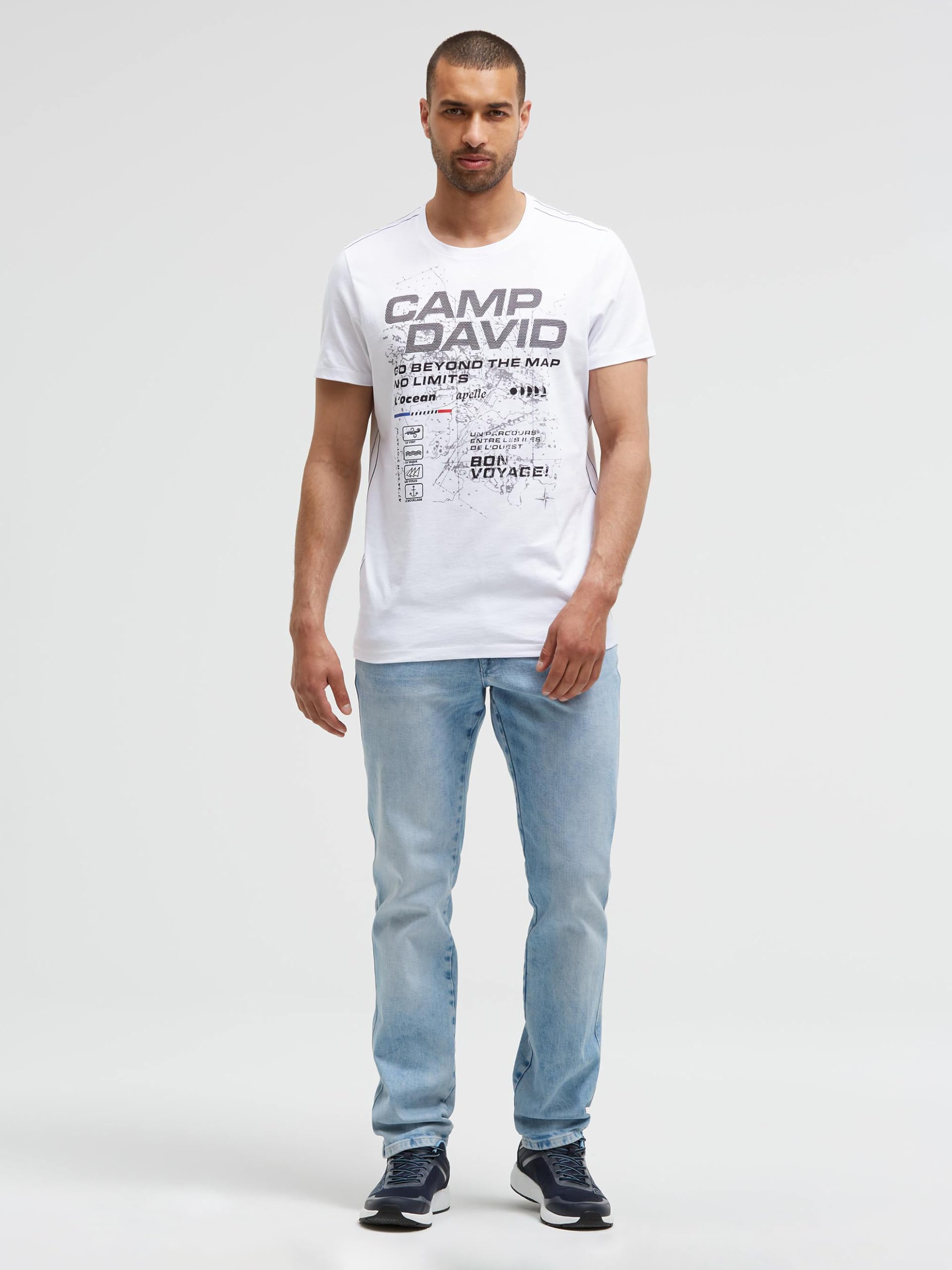 Camp David Maglietta da uomo girocollo con logo Artwork