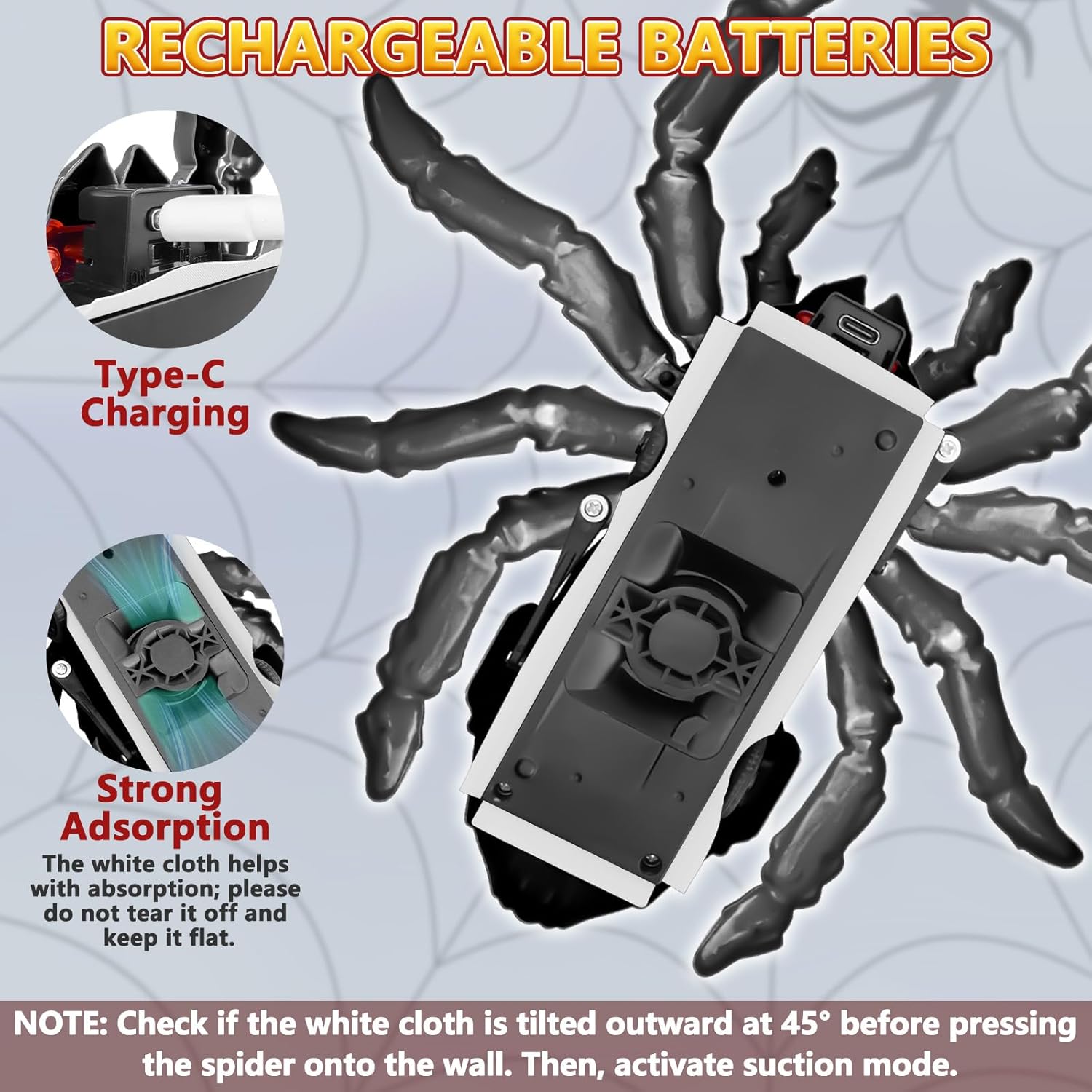 Infowush Wall Climbing Spider, Rechargeable Remote Control Spider Kids Toys, Floor/Wall Crawling Robot Spider Toy, Wall Crawler Spider Prank Toys Birthday Gifts for Boys Girls Ages 3-5 5-7 8-13, Black