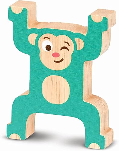 Miniatura 6 de Battat Education Juguete de monos apilables de madera para niños pequeños - Anillos entrelazados coloridos - Desarrolla habilidades motoras finas y