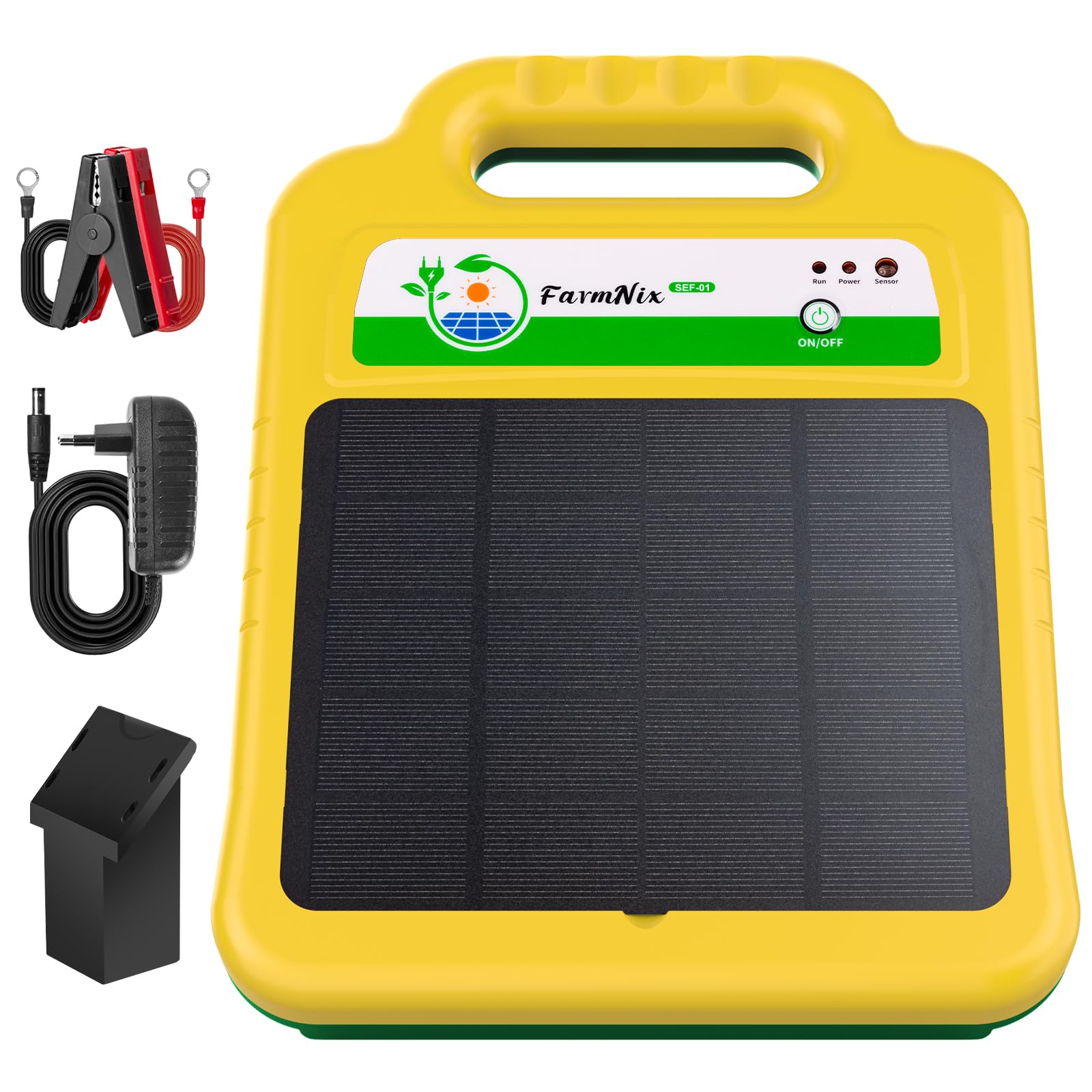 16KM Solar Pastor Electrico ,8KV pastor electrico Cerca eléctrica Controlador para caballos, 0.2J Cerca eléctrica Pastor para Cría de animales pastores, para Granja Pastar Jardín (Verde)