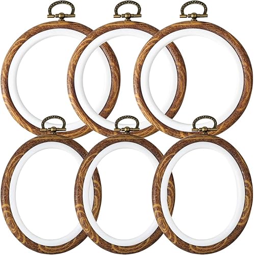 Caydo 6 piezas de 4 pulgadas redondo y ovalado bordado aro de exhibición círculo para arte, manualidades, costura y adornos