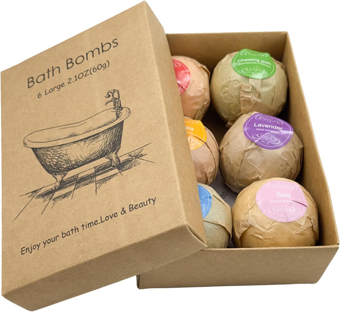 WYNK Bath Bombs Gift Set 6 Pack - Individually Wrapped Fizzy Bath Bombs with Floral Scent & Shea Butter for Soft Skin, Non-Staining Relaxing Aromatherapy Spa Bath