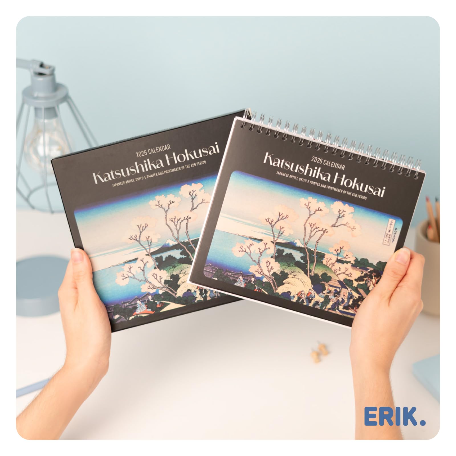 Grupo Erik Desk Calendar 2026 - Hokusai Calendar 2026 Month To View | Monthly Desk Planner, Desktop Gifts Under 10 Pounds | Japanese Art Gifts For Friends