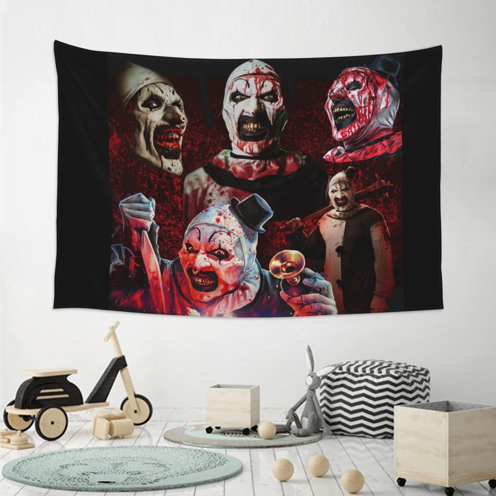 Terrifier タペストリー アート ホラー映画 Amazon.com: Terrifier 2 Tapestry Wave Wall Hanging Home Decoration