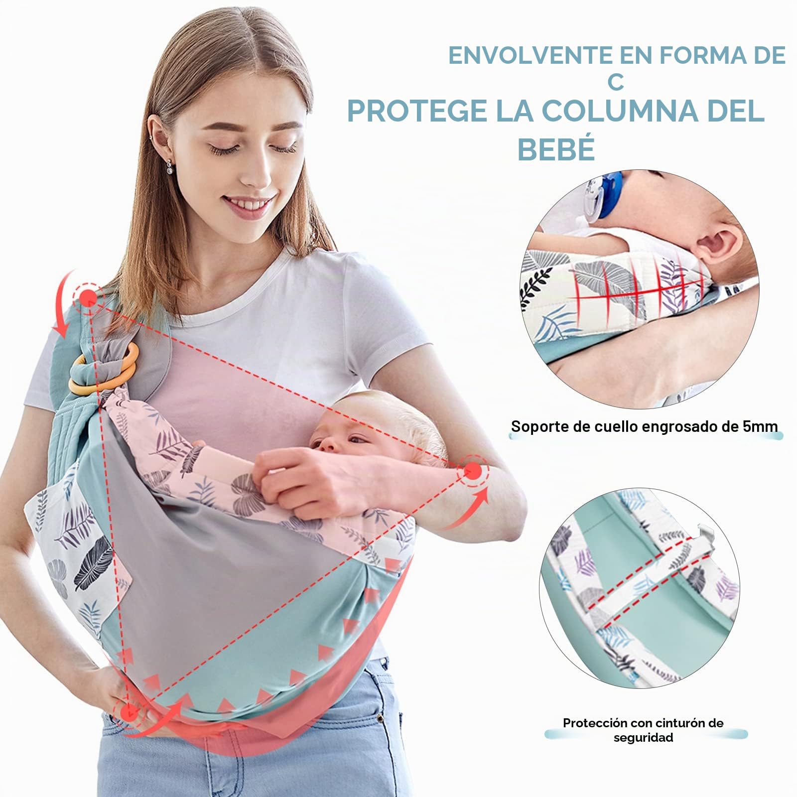 SONARIN Portabebés, de algodón suave, portabebés, sistema de portabebés, con anillas ajustables, para recién nacidos hasta 15 kg (ciervo azul)
