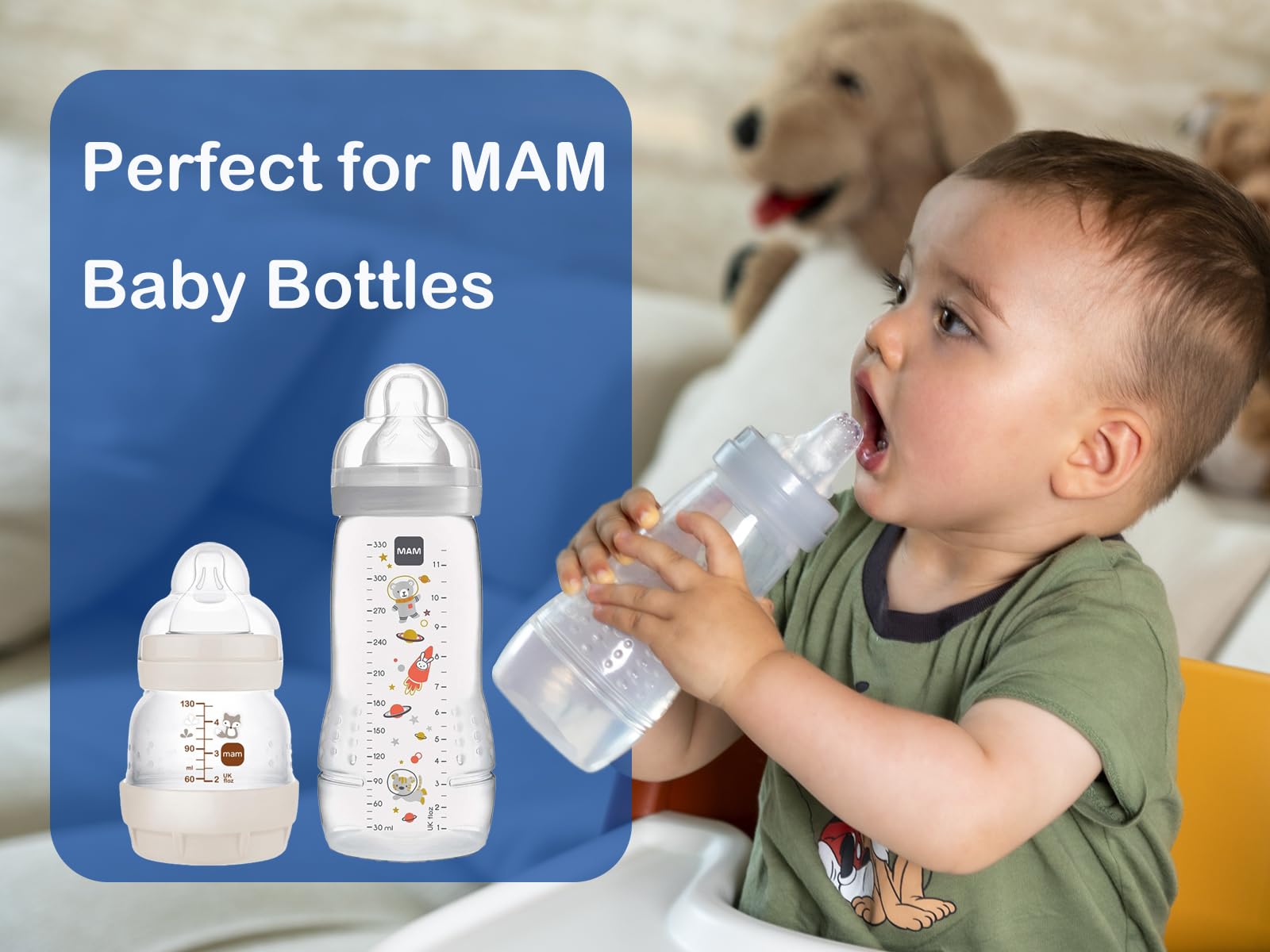 Sippy Spout Nipples Compatible with MAM Bottles, Replacement Bottle Nipple, Soft Food Grade 100% Silicone Spouts, Leak-Proof, BPA Free, Variable Flow, 6m+, 4 Count (1 Count (Pack of 4))