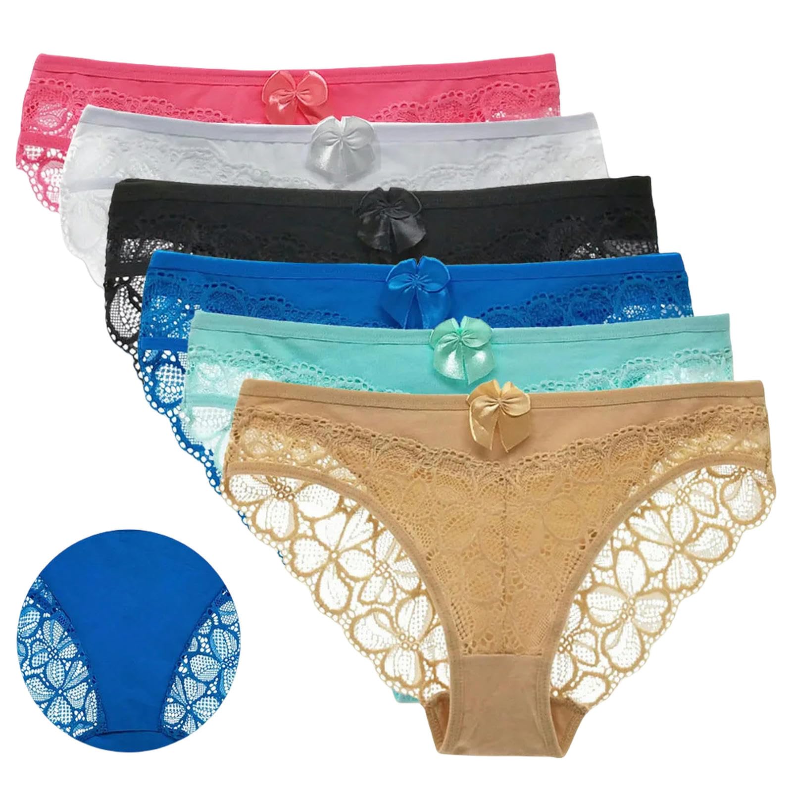 Bielizna damska, 5 sztuk Zestaw Sexy Low Rise Underwear miękkie majtki koronkowe przezroczyste damskie bawełniane majtki damskie - 89358-m (40-50kg)