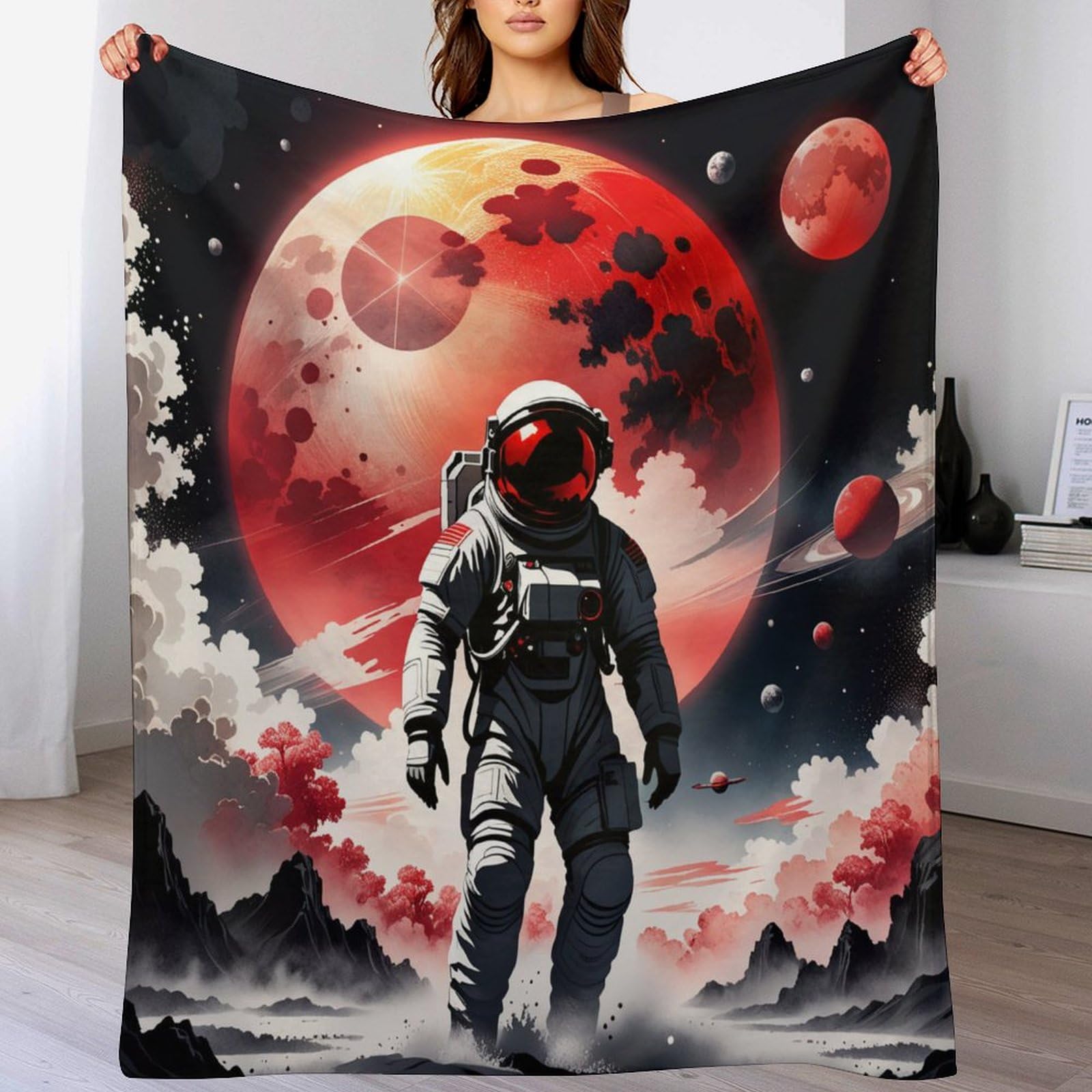 Couverture Space flanelle 150x200cm plaid canapé douillet et moelleux