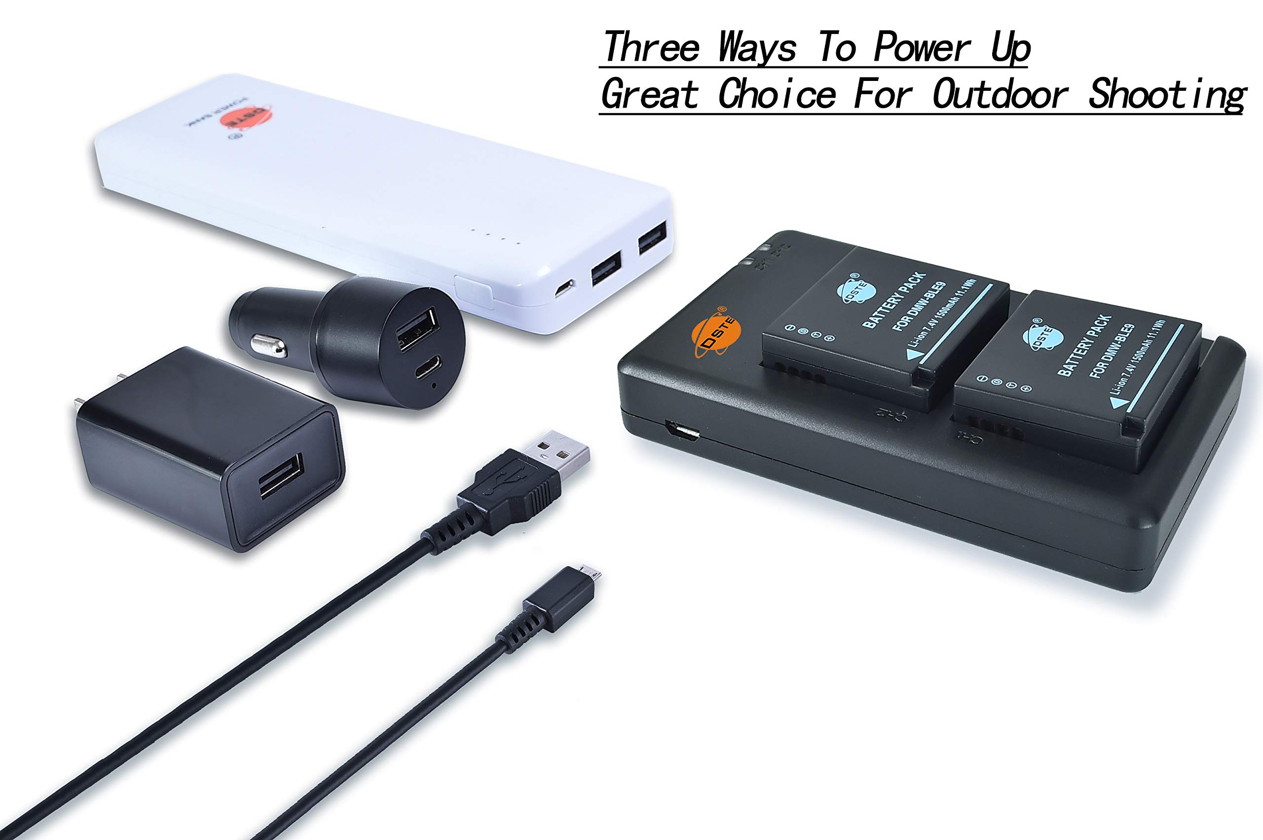 2 Batterie E Caricatore USB (Micro-USB E USB-C) Per Fotocamera Lumix DMW-BLG10, DMW-BLE9 - Display LED - 4