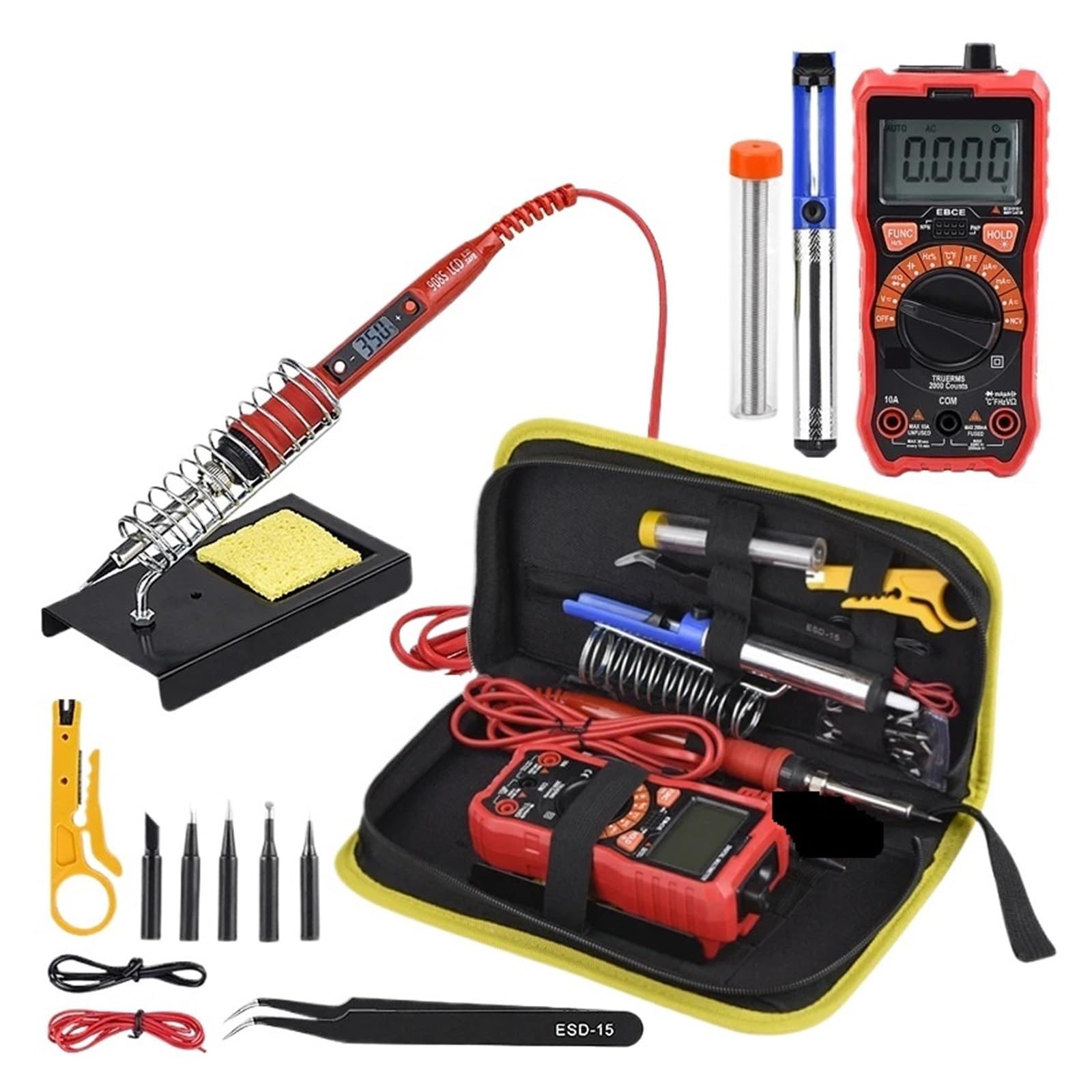 Soldador Eléctrico De 80W, Temperatura Ajustable LCD Con Puntas Y Kits Pistola For Soldar Calidad Calentamiento Preciso(Red kit-04)