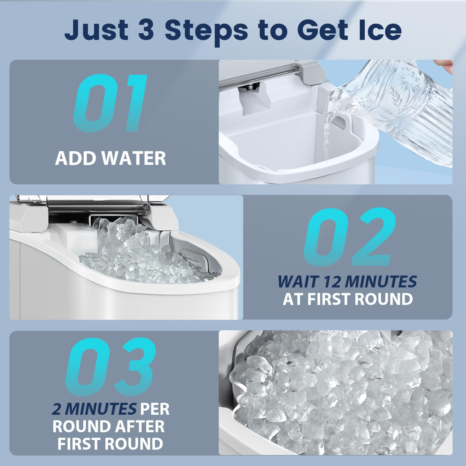 FREE VILLAGE Nugget Ice Makers Countertop, Pebble Ice Maker Machine with Soft Chewable Ice, 34Lbs/Day, Self-Cleaning, One-Click Operation, Pellet Ice Maker with Ice Scoop for Home Kitchen Office Bar on Fridge.com