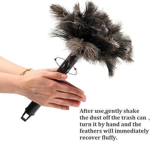 Miniatura 4 de Plumero retráctil de avestruz para limpieza, plumero de plumas esponjoso y natural con mango retráctil, suministros de limpieza de mano