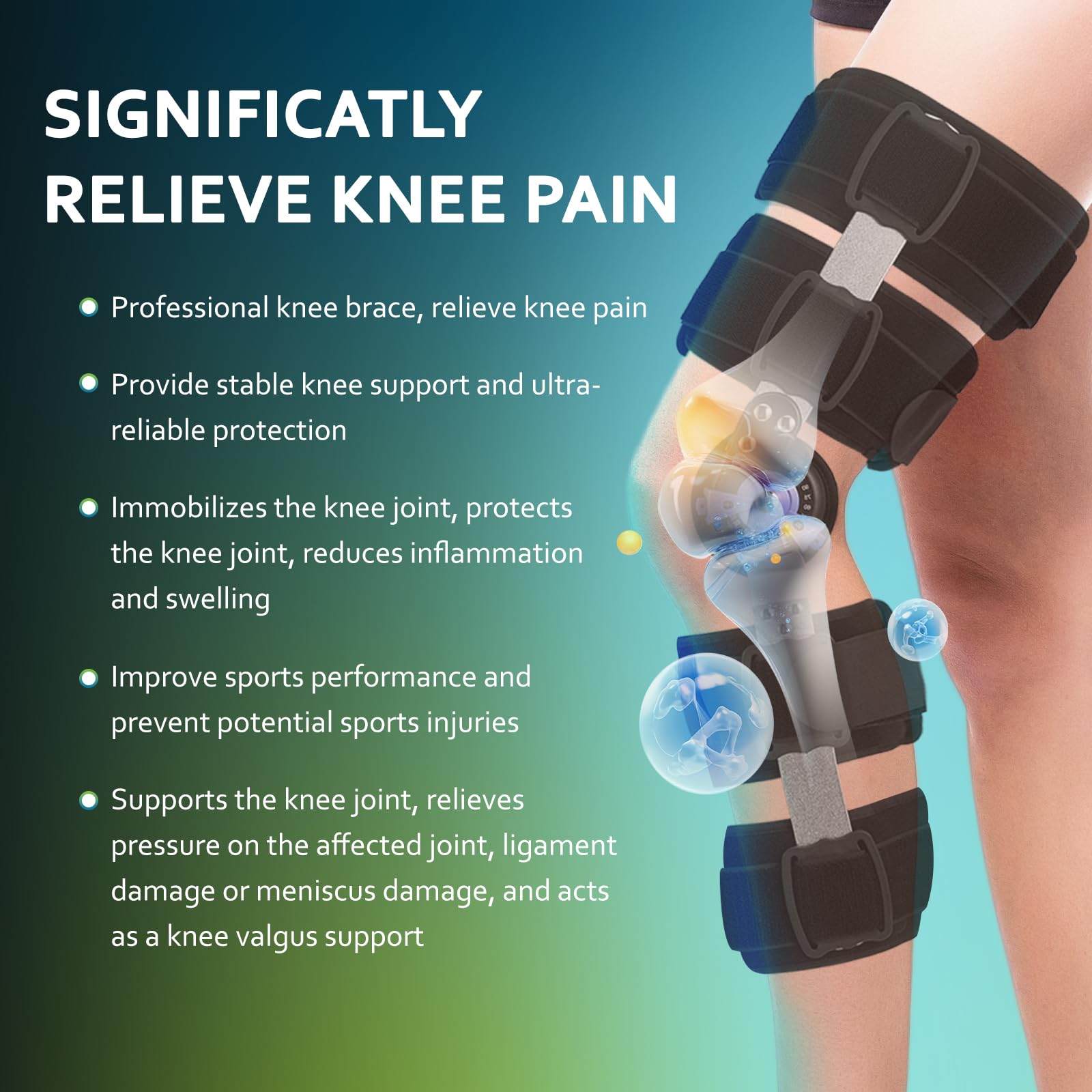 Rodillera ajustable, ROM estable, fijación de rodilla ajustable, inmovilizador de rodilla ajustable con estabilizadores laterales de pierna (altura recomendada: mínimo 160 cm)
