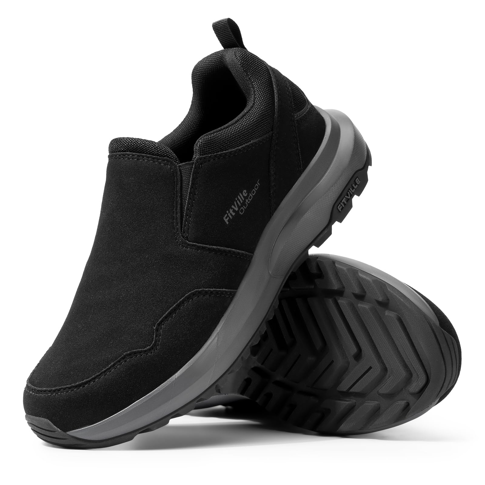 FitVille Scarpe Uomo Senza Lacci Pianta Larga Loafer e Mocassini Scarpe da Camminata Escursionismo Trekking Antiscivolo Casual Slip-on Sneakers