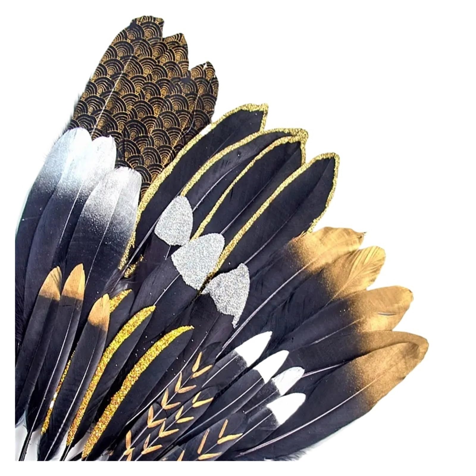 Plume d'oie naturelle en or noir, plumes d'aiguille, bijoux artisanaux, décoration DIY(Style I,100PCS)