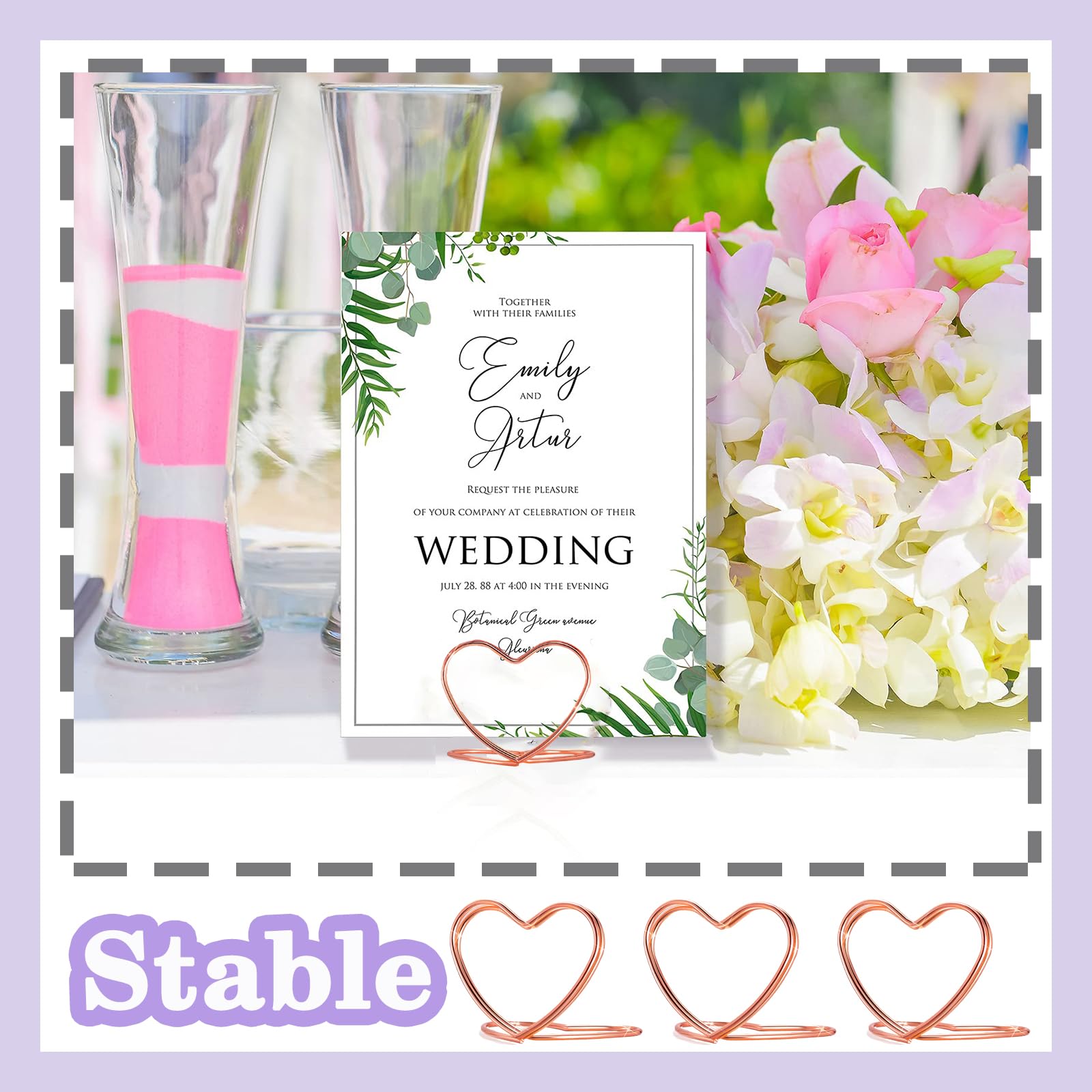 Vimmran Set Of 10 Gold Table Number Holders - 8.75 Inch Tall Heart Clip Stands For Weddings, Photos, Memos 10 thumbnail image