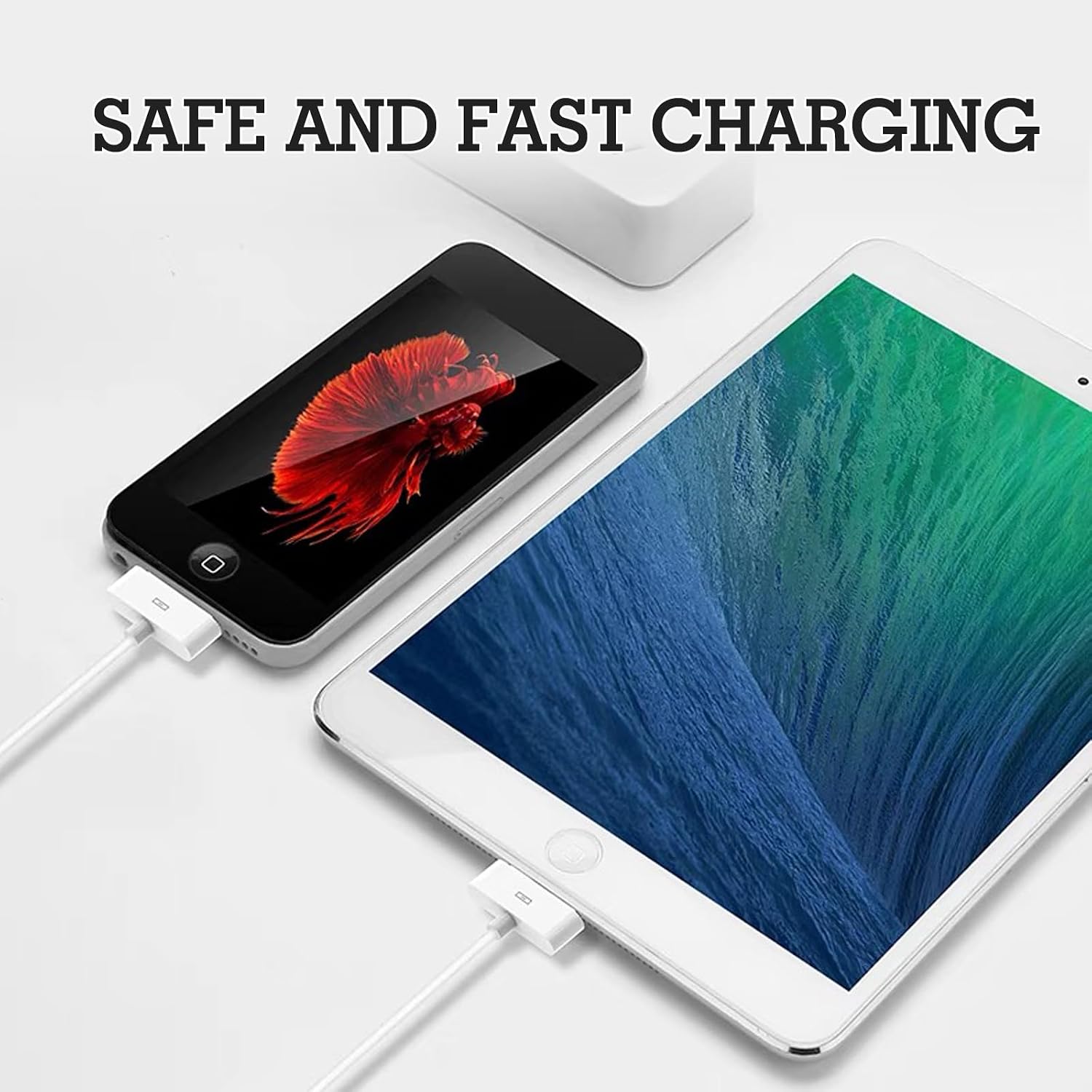 2 Pack 30 Pin Charging Cable, with iPhone 4/4S/3G/3GS,iPad 1/2/3 (3.3 Feet) White image 5