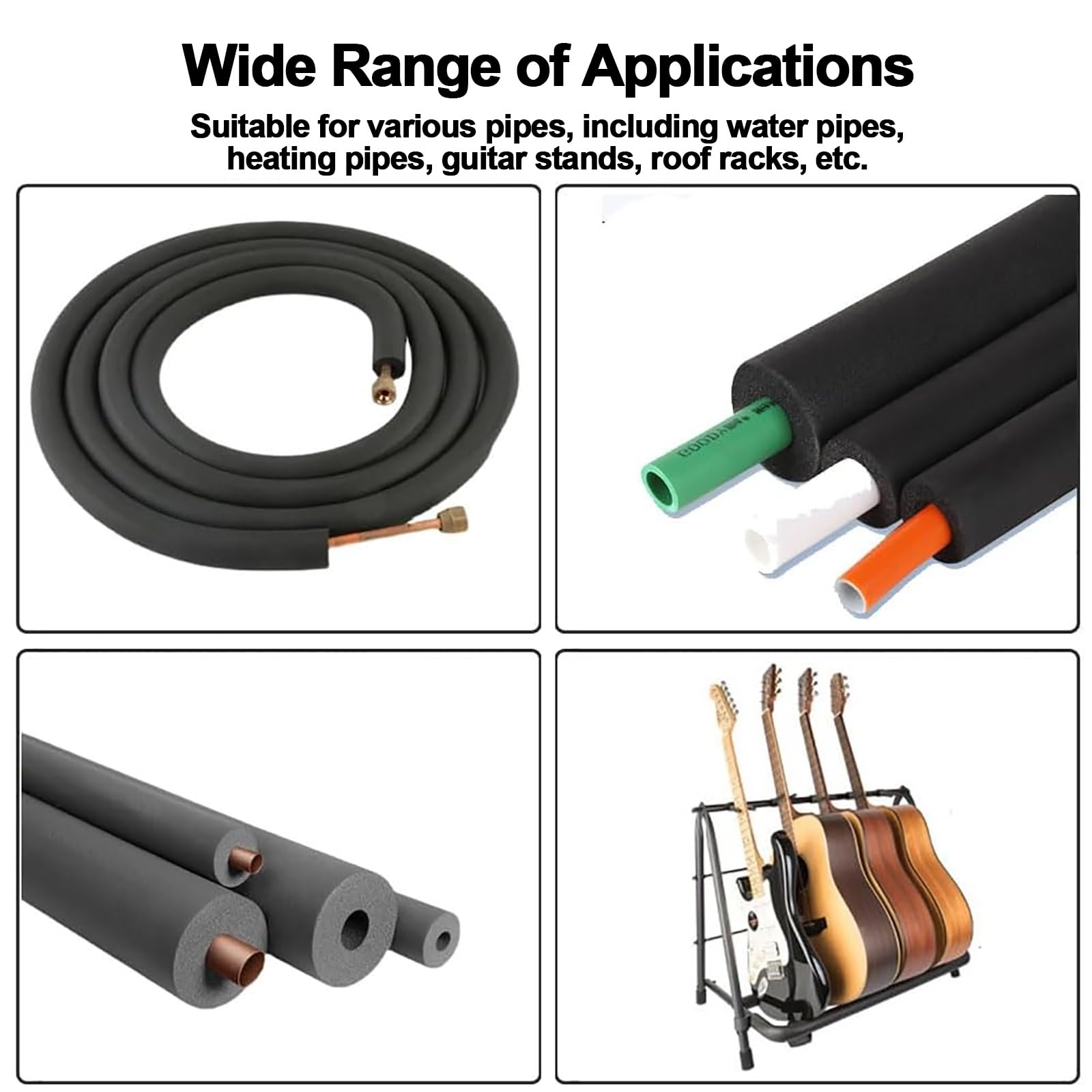 Tubo Isolante Termico Per Tubi,Isolamento Tubi Acqua,Tubo In Gommapiuma Per Estern Bagno,Isolante Per Tubature Antigelo,Isolante In Schiuma Per Tubo,Per Tubi Dell'Acqua Calda E Fredda ( Color : Black