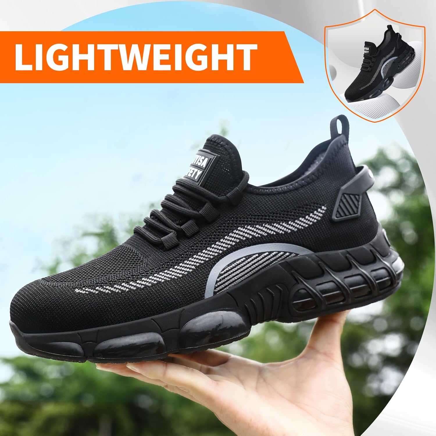Steel Toe Work Shoes for Men Lightweight Safety Shoes with Puncture Resistant Sole Comfortable Construction Industrial Work Shoe for Warehouse - Image 4