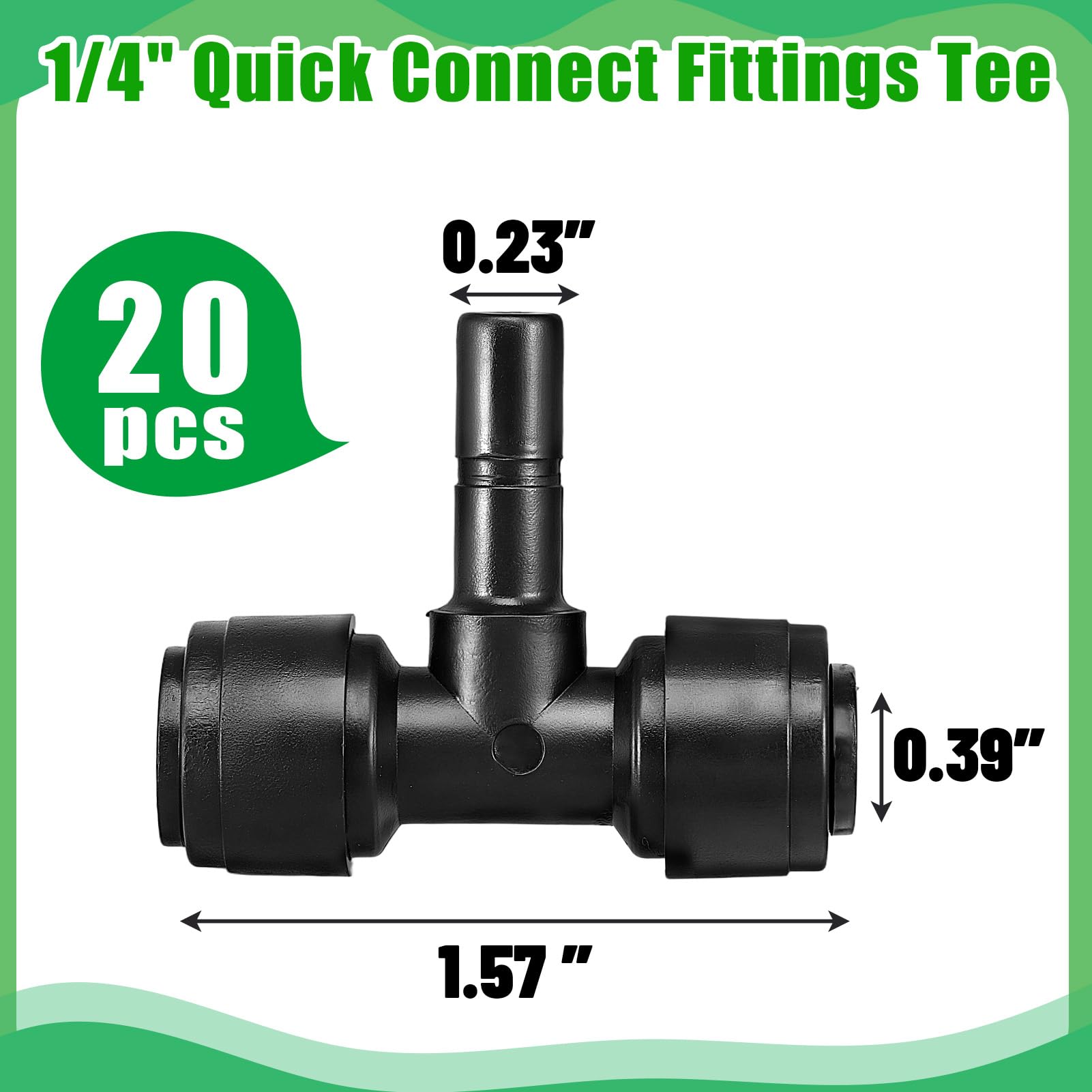 Confezione da 20 raccordi a T a innesto rapido da 1/4", raccordi a connessione Rapida da 1/4", raccordi per nebulizzazione per rettili per acquari, terrari e sistemi di irrigazione.