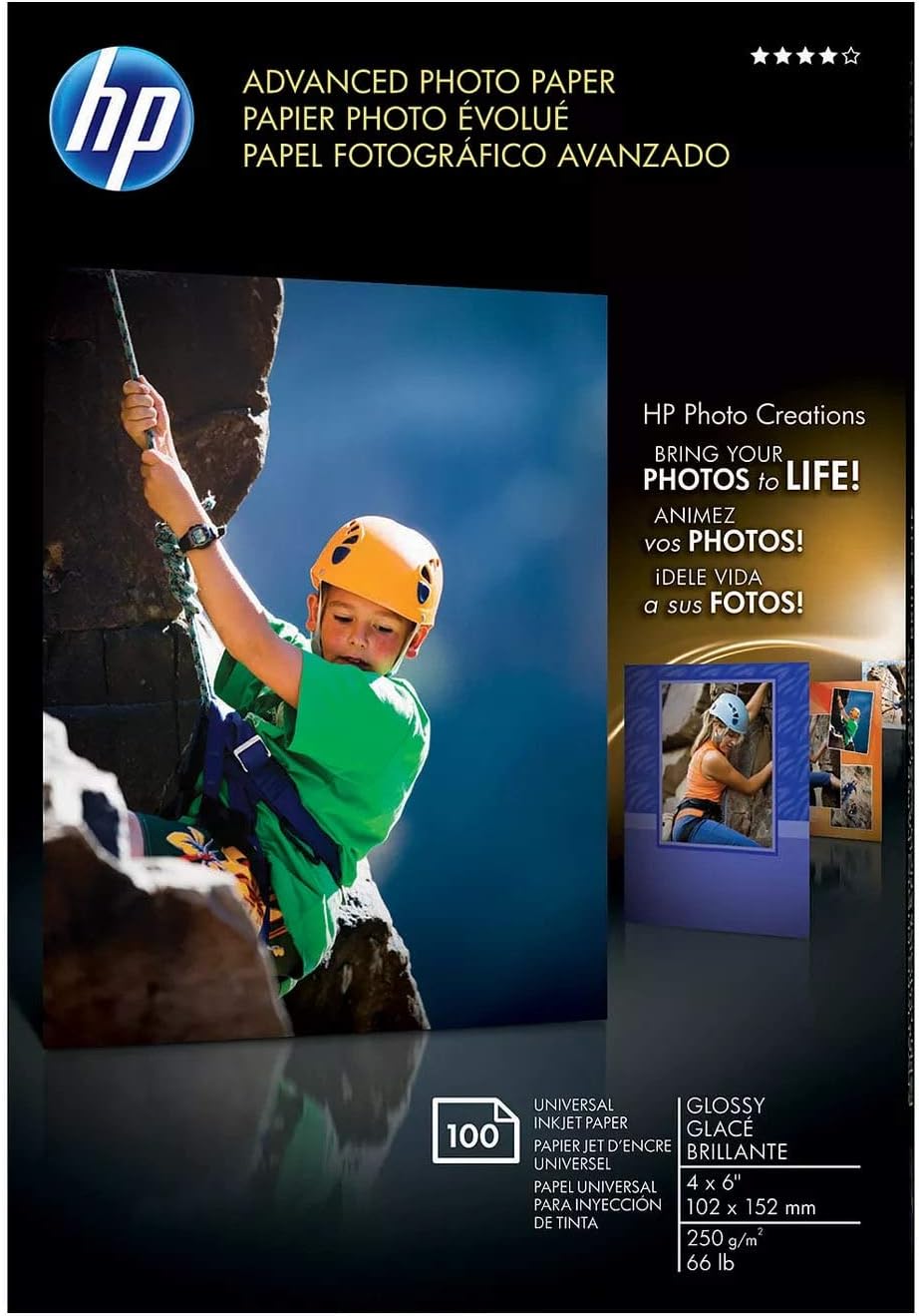 Hp Advance Glossy Paper 4x 6 100 Sht 100 Sheets Of 4 X 6 Borderless Glossy Advan