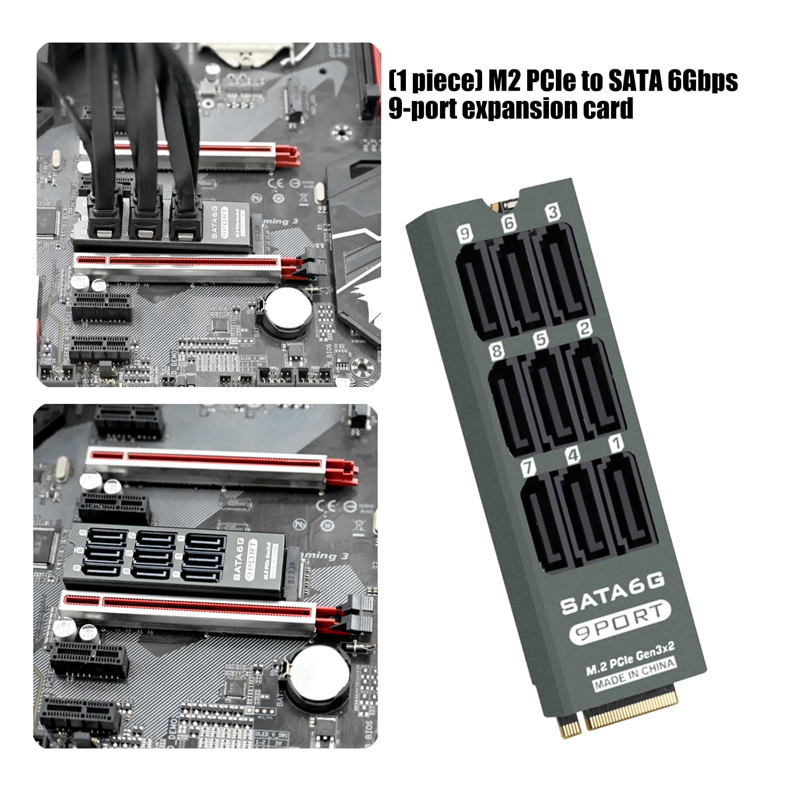 Scheda PCIe SATA3.0 a 9 porte da 6 Gbps con ASM1166 per archiviazione professionale in scheda di espansione di archiviazione workstation