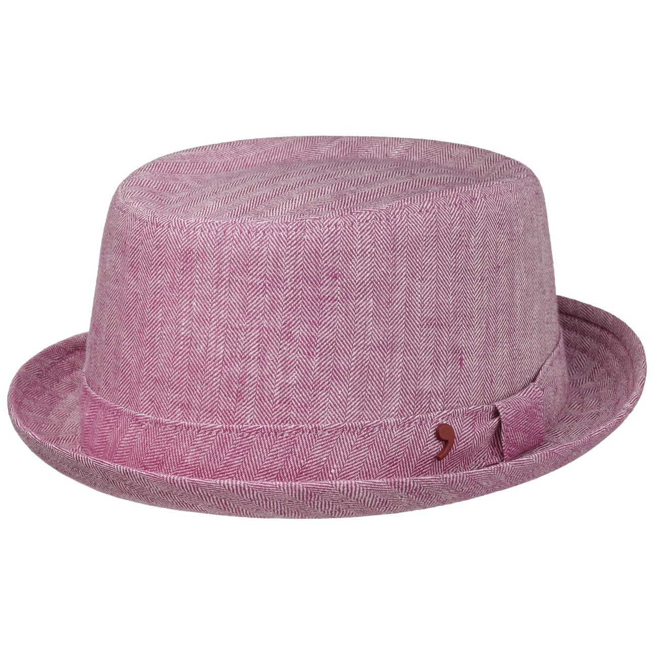 Alfonso D´Este Herringbone Pork Pie Cotton HatD’Este Men - Made in Italy Summer hat Sun Porkpie with Lining, Grosgrain Band Spring-Summer - L (58-59 cm) Pink
